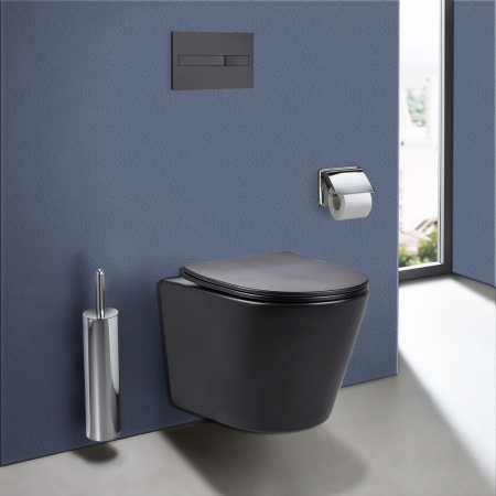 Унитаз подвесной безободковый Vincea Piatti VT1-11MB черный матовый, с сиденьем микролифт